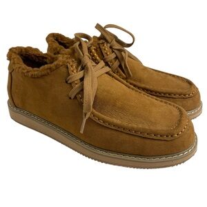 Gap Kids Sherpa Moc Boots Shoes Faux Suede Cognac Brown Size 5